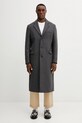 Sporty & Rich płaszcz z dodatkiem wełny Signature Logo Wool nieocieplane szary OW04962326GY11