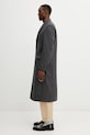 Sporty & Rich płaszcz z dodatkiem wełny Signature Logo Wool OW04962326GY11 szary AW25