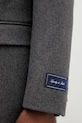 Sporty & Rich płaszcz z dodatkiem wełny Signature Logo Wool szary OW04962326GY11