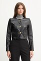 Кожено яке Elisabetta Franchi гладка кожа черен GD52Z56E2