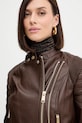Δερμάτινο μπουφάν Guess JEANNINE καφέ W5YL19.WHDS0