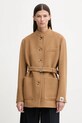 Bally płaszcz z dodatkiem wełny bez kaptura beżowy WOU07G