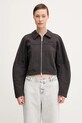 GANNI kurtka Heavy Terry Jersey Bomber bez kaptura szary T4358