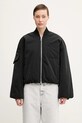 Куртка GANNI Light Twill Oversized Short Bomber без капюшона чорний F9180