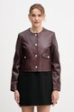 Шкіряна куртка Tommy Hilfiger лицьова шкіра бордо WW0WW46861
