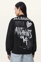 Pamučna dukserica AllSaints POSTER Planet friendly crna W034JD