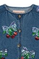 Παιδικό βαμβακερό μπουφάν Konges Sløjd MAGOT SEQUIN DENIM JACKET GOTS σκούρο μπλε KS103890.9BYA