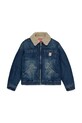 Diesel kurtka bawełniana dziecięca JOMOX-FUR JACKET bez kaptura niebieski J02506