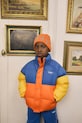 Tinycottons kurtka dziecięca COLOR BLOCK SHORT PADDED JACKET bez kaptura pomarańczowy AW25.142