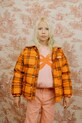 Tinycottons kurtka dziecięca CHECK PADDED JACKET bez kaptura pomarańczowy AW25.145