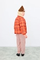 Tinycottons kurtka dziecięca CHECK PADDED JACKET AW25.145 pomarańczowy