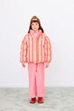Tinycottons kurtka dziecięca RETRO STRIPES SHORT PADDED JACKET bez kaptura różowy AW25.147