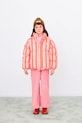 Tinycottons kurtka dziecięca RETRO STRIPES SHORT PADDED JACKET bez kaptura różowy AW25.147