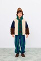 Tinycottons kurtka dziecięca COLOR BLOCK POLAR SHERPA JACKET bez kaptura zielony AW25.360