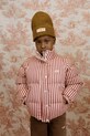 Tinycottons kurtka bawełniana dziecięca STRIPES SHORT PADDED JACKET bez kaptura różowy AW25.484