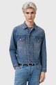 AllSaints kurtka jeansowa bawełniana EXILE bez kaptura niebieski M030OC