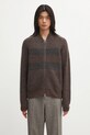 Barbour kardigan wełniany x Paul Smith Knit Bomber wełna brązowy MKN1695RU71