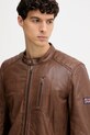 Δερμάτινο μπουφάν Pepe Jeans καφέ PM4027178
