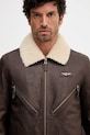 Kožená bunda Aeronautica Militare PN0960UPL00304 hnedá