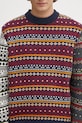 Barbour sweter z dodatkiem wełny Patchwork Fair Isle Crew Neck Sweater granatowy MKN1651NY31