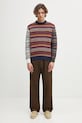 Barbour sweter z dodatkiem wełny Patchwork Fair Isle Crew Neck Sweater MKN1651NY31 granatowy