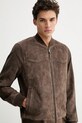 AllSaints jachetă bomber din piele întoarsă ZEALAND maro M049LD