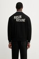 Maison Kitsuné kurtka bomber z dodatkiem wełny Varsity Teddy przejściowe czarny PM02107WM2023