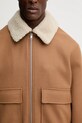 Maison Kitsuné kurtka wełniana Shearling Collar brązowy PM02140WM2030