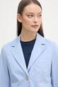 Tommy Hilfiger jednoradové sako dámske s bavlnou modrá WW0WW47179
