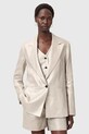 AllSaints marynarka lniana AVERIE len srebrny W067QC