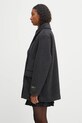 Kabát s prímesou vlny GANNI Double Faced Wool Doublebreasted Blazer W0567 sivá AW25