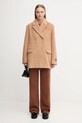 GANNI płaszcz z dodatkiem wełny Double Faced Wool Doublebreatsed Blazer W0876