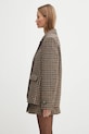 GANNI wool blend blazer Check Wool Mix Oversized Blazer W0426 brown AW25