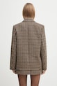 Clothing GANNI wool blend blazer Check Wool Mix Oversized Blazer W0426 brown