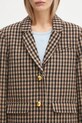 GANNI wool blend blazer Check Wool Mix Oversized Blazer brown W0426