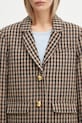 GANNI wool blend blazer Check Wool Mix Oversized Blazer brown W0426