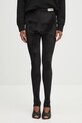 Fiorucci legginsy welurowe Velour Semi-Footed dzianina czarny W02FPBPA372VR01BK01