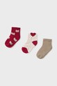 Mayoral skarpety dziecięce 3-pack czerwony 10012.4H.Baby.9BYA