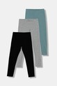 United Colors of Benetton legginsy dziecięce 3-pack z elastanem turkusowy 3MT1CF06P.G.seasonal