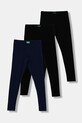 United Colors of Benetton legginsy dziecięce 3-pack z elastanem czarny 3MT1CF06P.G.seasonal