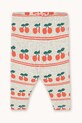 Tinycottons legginsy bawełniane niemowlęce CHERRY PATTERN RIB BABY PANT wzorzyste biały AW25.222