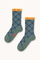 Tinycottons skarpetki dziecięce FLOWER GRID MEDIUM SOCKS turkusowy AW25.500
