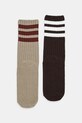 adidas Originals skarpetki z domieszką lnu 3-Stripes 2-pack aplikacja brązowy JX5201