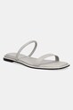 Calvin Klein klapki skórzane FLAT SANDAL SQUARED 2-BAR LTH płaski szary HW0HW02532