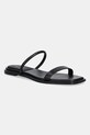 Kožené pantofle Calvin Klein FLAT SANDAL SQUARED 2-BAR LTH přírodní kůže černá HW0HW02532