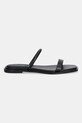 Kožené pantofle Calvin Klein FLAT SANDAL SQUARED 2-BAR LTH HW0HW02532 černá AW25