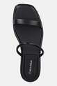 Kožené pantofle Calvin Klein FLAT SANDAL SQUARED 2-BAR LTH černá HW0HW02532