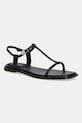 Kožené sandály Calvin Klein FLAT SANDAL SQUARED BUCKLE LTH přírodní kůže černá HW0HW02556