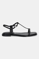 Кожаные сандалии Calvin Klein FLAT SANDAL SQUARED BUCKLE LTH HW0HW02556 чёрный AW25