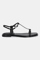 Kožené sandály Calvin Klein FLAT SANDAL SQUARED BUCKLE LTH HW0HW02556 černá AW25